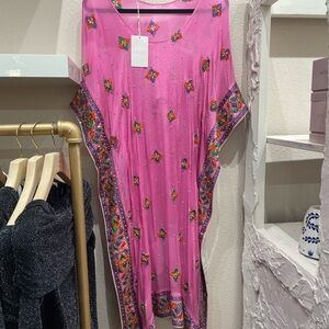 Vibrant Pink Floral Beaded Kaftan